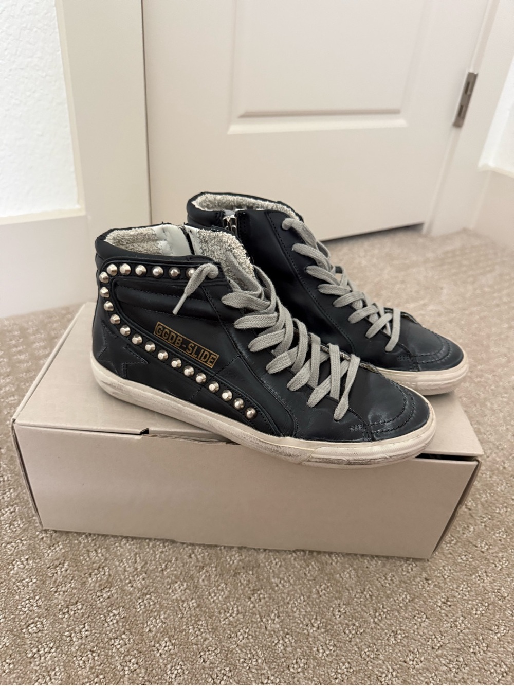 Golden Goose Slide Sneakers black with studs